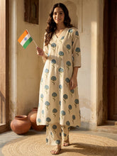 Blue Bloom Cotton Kurta with Palazzo Pants
