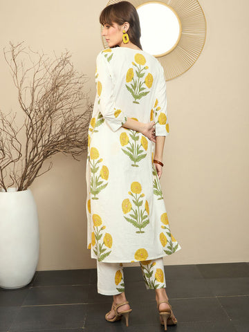 White Floral Embroidered Cotton Kurta Set – Elegant & Timeless Women's Ethnic Wear