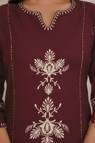 Lavender Embroidered Kurta Palazzo Set